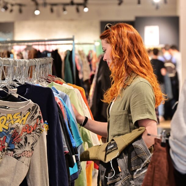 Teen shopping for clothes